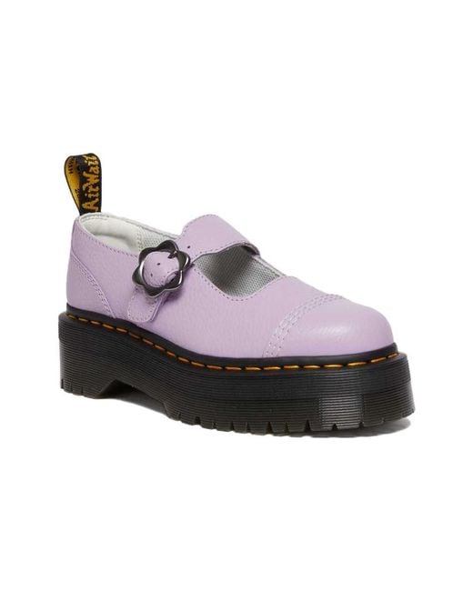 Dr. Martens Purple (Wmns) Addina Flower Buckle Leather Platform Shoes 'Lilac'