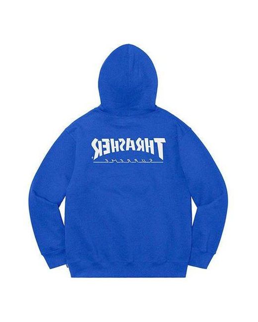 Supreme Blue X Thrasher Hooded Sweatshirt for men