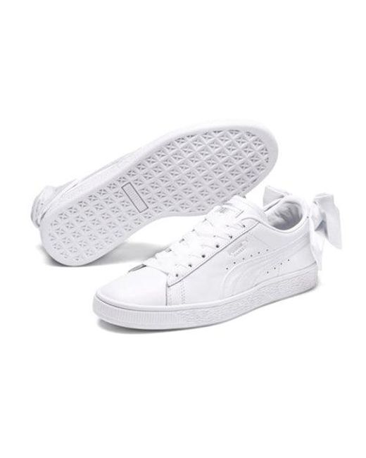 PUMA White (Wmns) Basket Bow Triple Leather