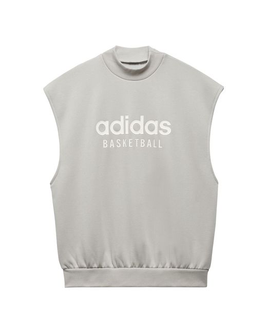 Adidas Gray Basketball Sleeveless Sweatshirt for men