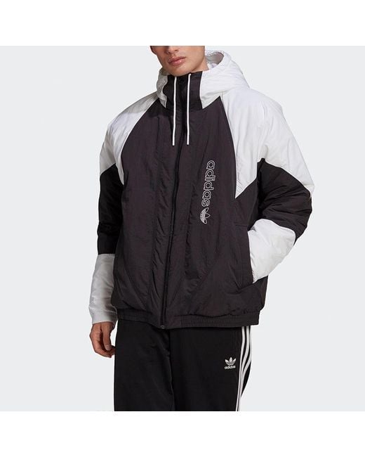 Adidas Black Originals Padded Adicolor Stay Warm Colorblock Sports Hooded Padded Jacket for men