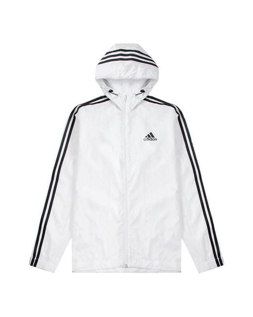 Adidas Gray Stripe Logo Micro Mark Printing Sports Training Hooded Jacket for men