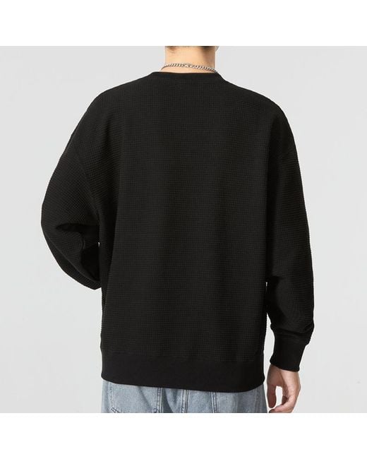 PUMA Black Downtown Waffle Crewneck Sweatshirt for men