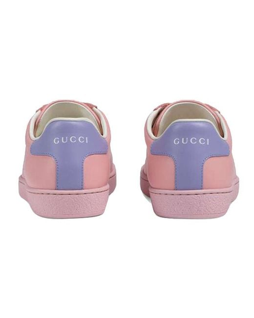 Gucci Pink Women's New Ace Perforated Leather Trainers