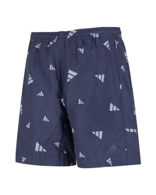 Adidas Blue Prsve Board S Logo Full Print Athleisure Casual Sports Woven Shorts for men