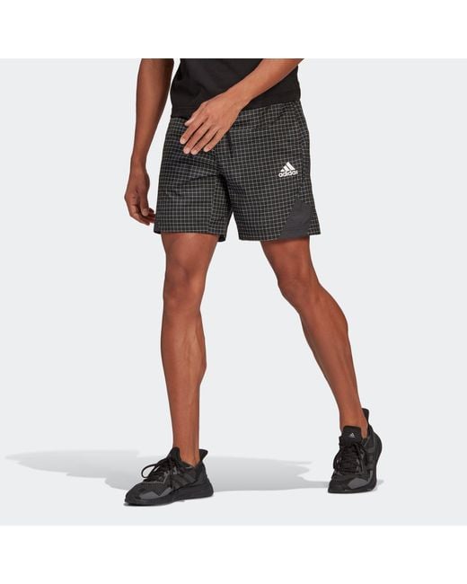 Adidas Gray Primeblue Sh Splicing Sports Shorts for men