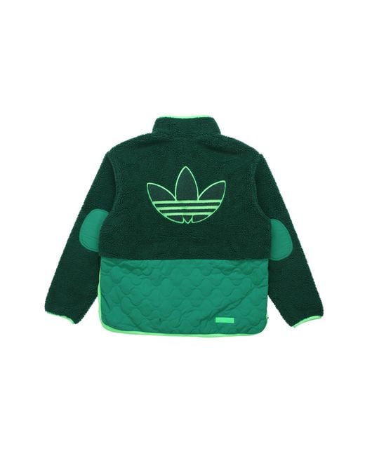 Adidas Green Originals Big Trfl Sherpa Outdoor Sport Casual Stitching Stand-Collar Jacket for men