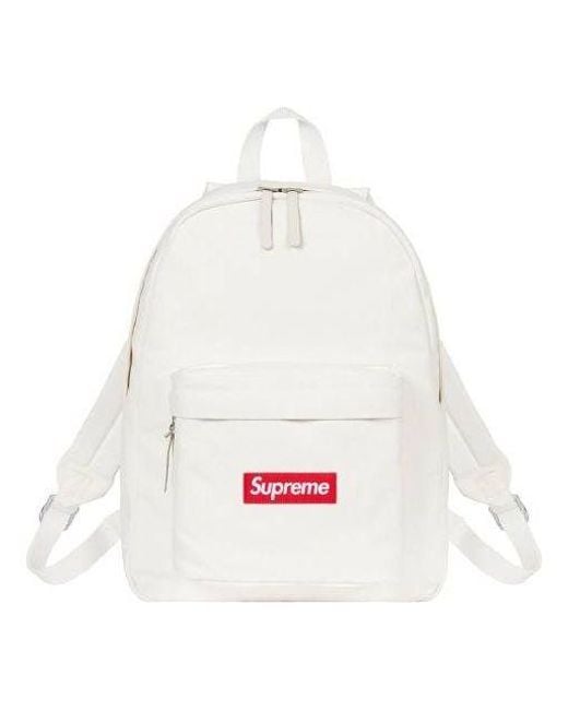 Supreme White Canva Backpack for men