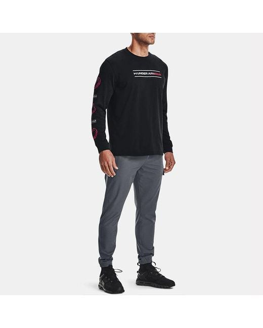 Under Armour Blue Branded Spiral Heavyweight Long Sleeve T-Shirt for men