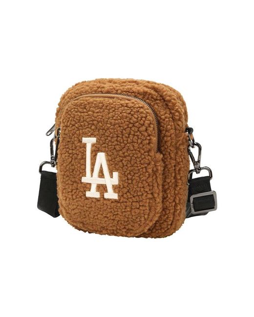 MLB Brown La Los Angeles Dodgers Polar Fleece Wool Messenger Bag Mini