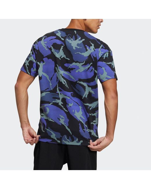 Adidas Blue Ub Gfx T Aop Sports Camouflage Printing Short Sleeve for men