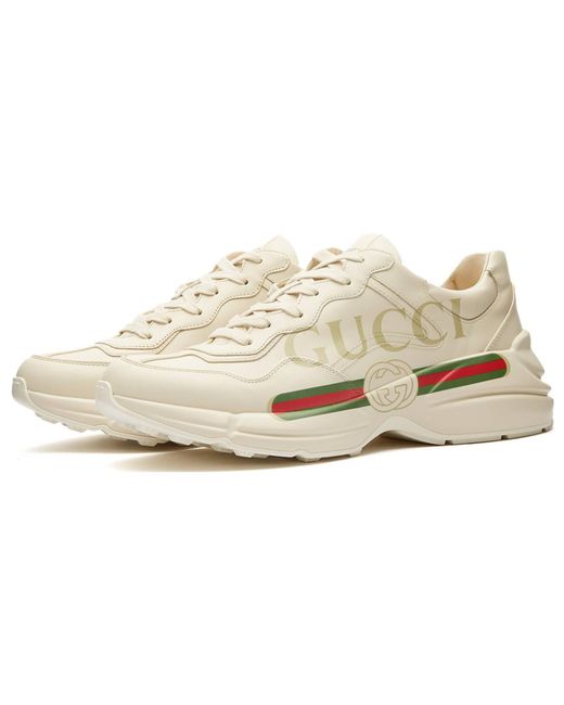 Gucci White Rhython Leather Sneaker 'Logo' for men