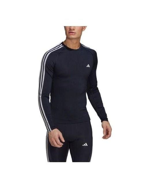Adidas Blue Tf 3s Ls Tee Long Sleeve T-shirt for men