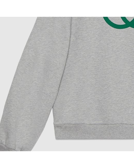Gucci Gray Interlocking G-print Crewneck Cotton-jersey Sweatshirt for men