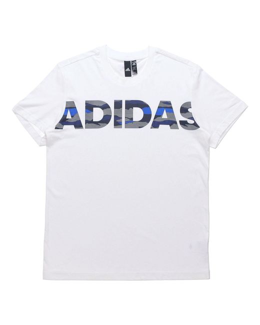 Adidas White Logo Large Alphabet Printing Short Sleeve for men