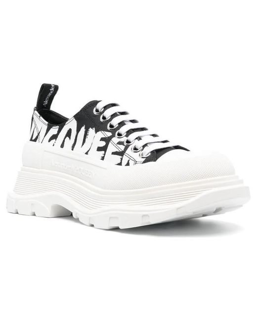 Alexander McQueen White (Wmns) Tread Slick Low Lace Up Graffiti Shoes