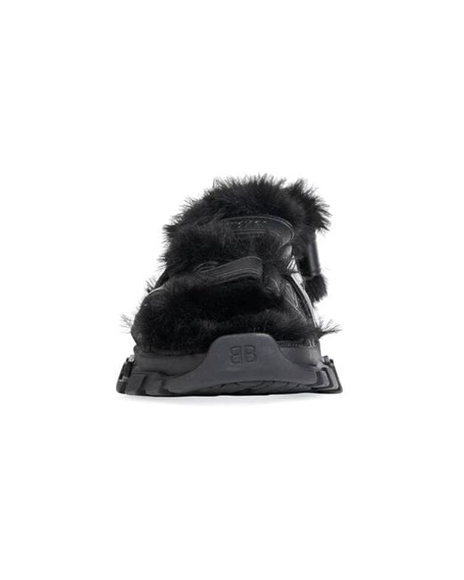 Balenciaga Black (Wmns) Track Sandals 'Fake Fur'
