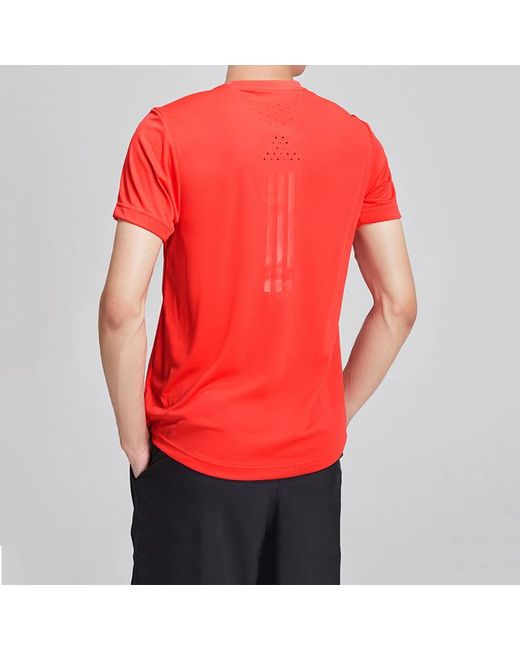 Adidas Red Running Training Sports Round Neck Short Sleeve for men