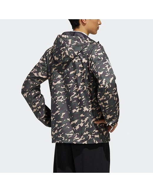 Adidas Gray Ai Wb Camo Zipper Casual Sports Hooded Jacket for men