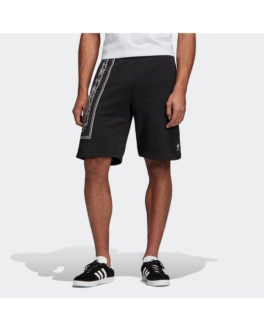 Adidas Black Originals Bandana Short Printing Casual Straight Sports Shorts for men