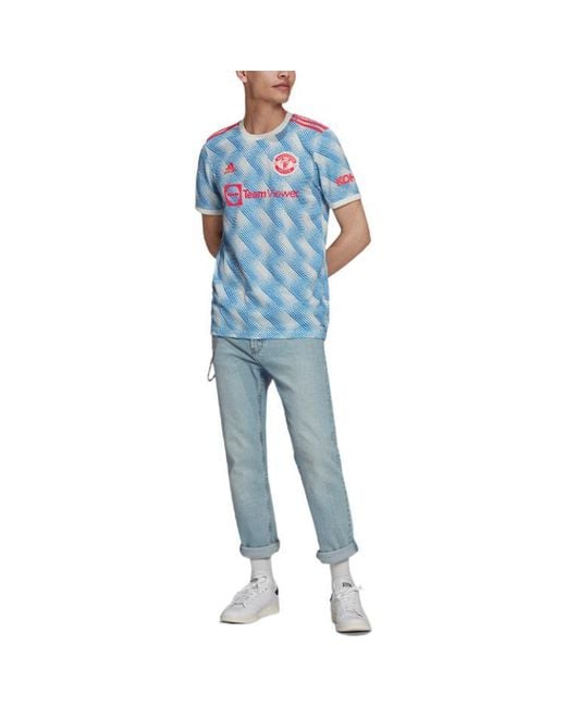 Adidas Blue Manchester United 21/22 Away Jersey 'Cloud' for men