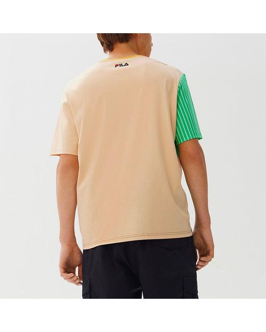 Fila Black Contrast Color Stitching Logo Short Sleeve for men