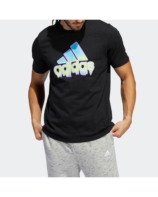 Adidas Black Alphabet Logo Round Neck Short Sleeve T-Shirt for men