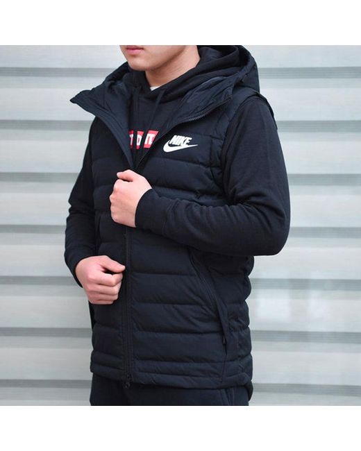 Nike Black Casual Sports Hooded Vest for men