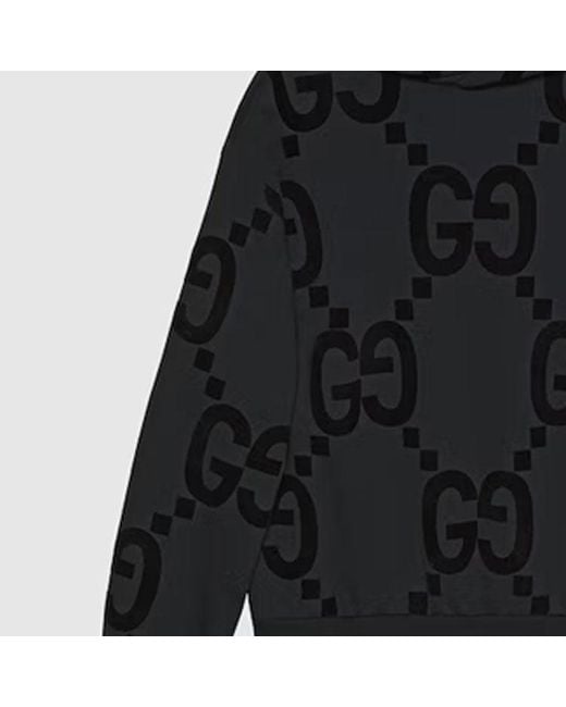 Gucci Black Gg Flocked Print Cotton Fleece Sweatshirt for men