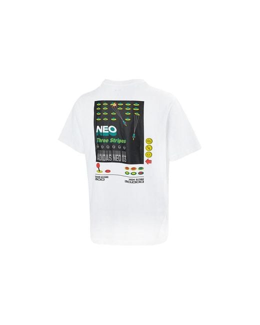 Adidas White Neo Alphabet Micro Mark Round Neck Short Sleeve T-Shirt for men