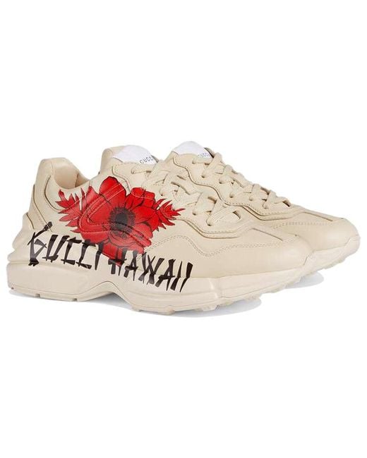 Gucci Red (Wmns) Rhyton Hawaii Poppy Print'