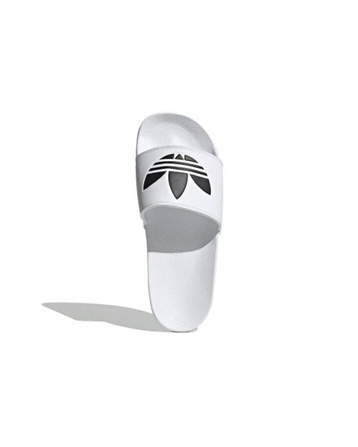 Adidas White Adilette Lite Slides 'Trefoil Logo for men