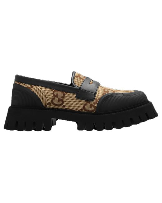 Gucci Black Novo Gg Jacquard Chunky Loafer Camel' for men