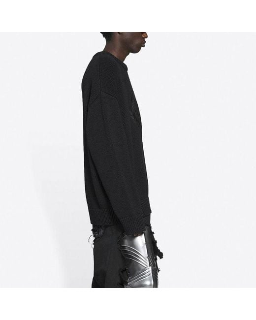 Balenciaga Black Bb Laurel Crown Logo Crewneck Knitted Sweater
