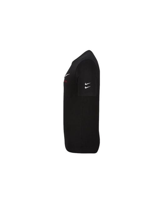 Nike Black Swoosh Logo Printing Knit Round Neck Short Sleeve for men