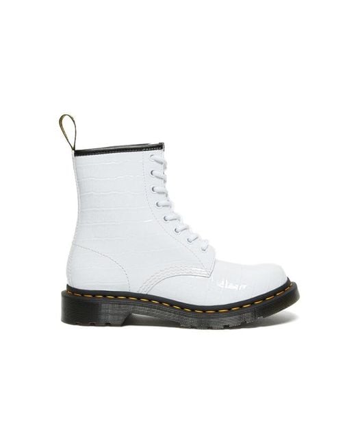 Dr. Martens White (Wmns) 1460 Patent Croc Emboss Leather Boots