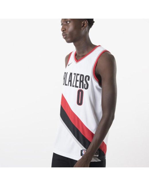Nike Red Damian Lillard Trail Blazers Association Edition Nba Swingman Jersey for men