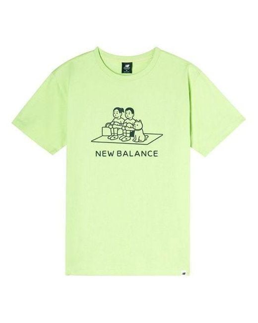 New Balance Green X Noritake Crossover Small Pattern Sports Cartoon Short Sleeve