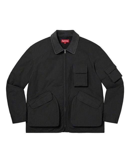 Supreme Black Cotton Utility Jacket for men