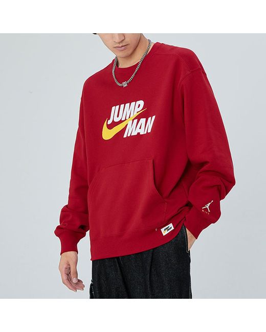 Nike Red Casual Sports Alphabet Printing Round Neck Pullover for men
