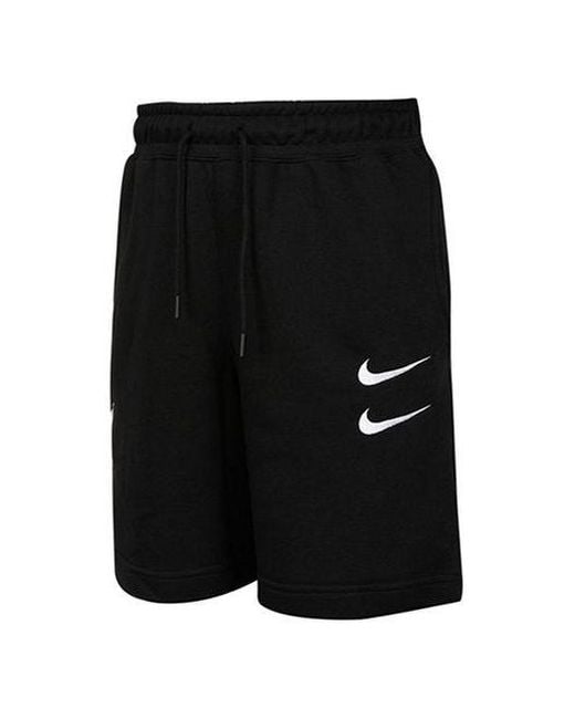 Nike Black Swoosh French Terry Short Alphabet Printing Casual Sports Shorts for men