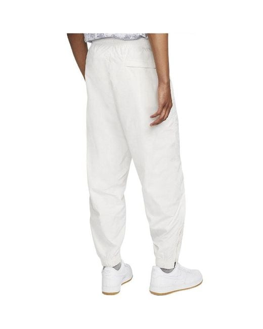 Nike White Solid Color Logo Printing Elastic Waistband Bundle Feet Sports Pants/Trousers/Joggers Autumn for men