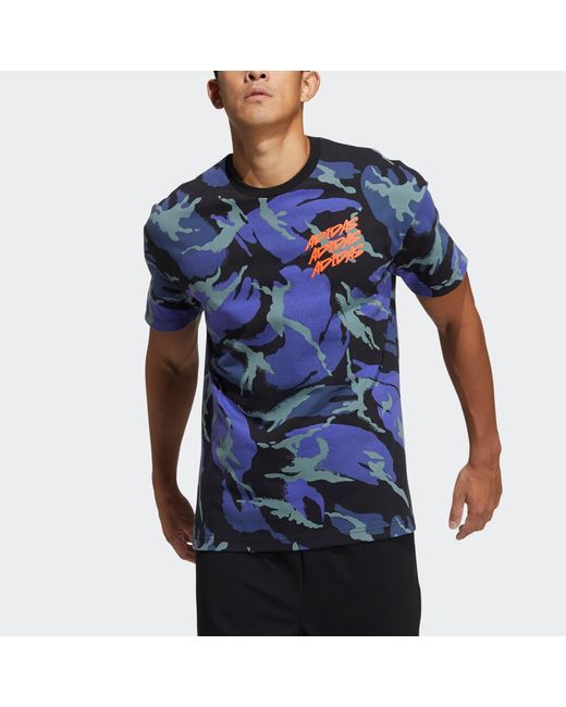 Adidas Blue Ub Gfx T Aop Sports Camouflage Printing Short Sleeve for men