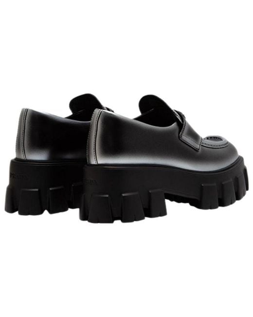 Prada Black (Wmns) Monolith Brushed Leather Loafers Spray'