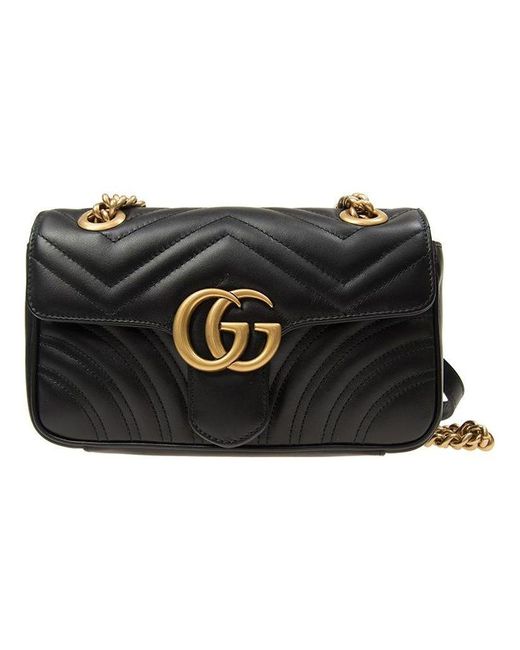 Gucci Black (Wmns) Gg Marmont Leather Single-Shoulder Chain Bag Mini