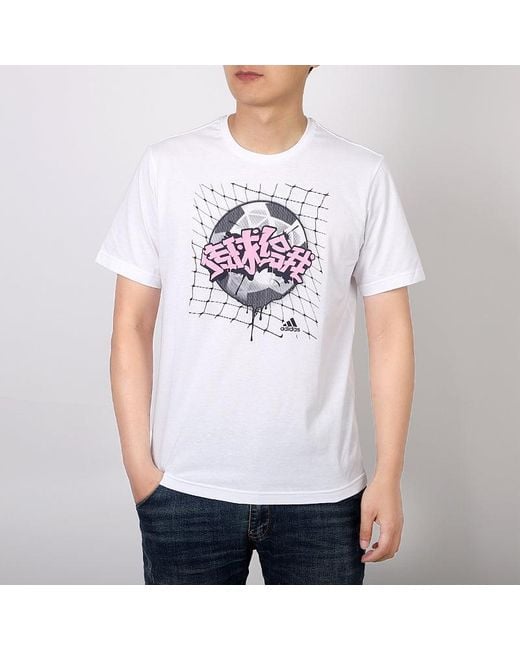 Adidas White Printing Pattern Sports Short Sleeve for men