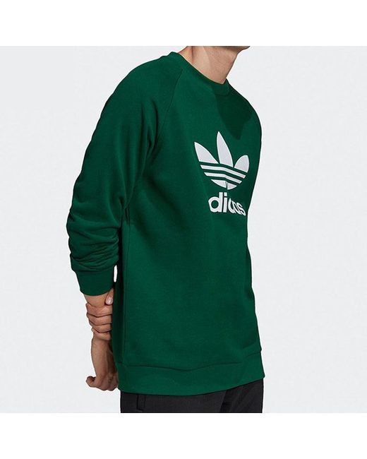 Adidas Green Originals Trefoil Crew Casual Sports Round Neck Pullover for men