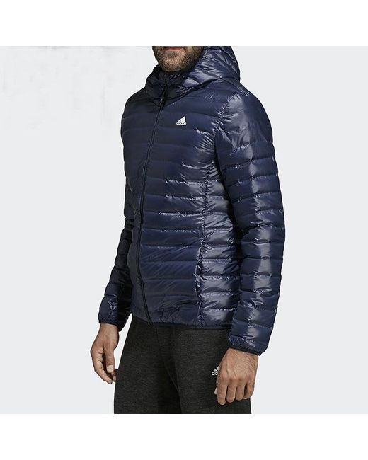 Adidas Blue Varilite Hooded Down Jacket for men