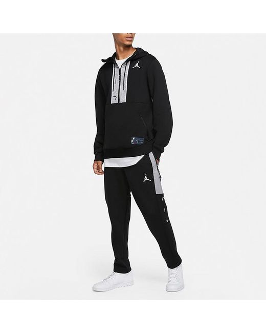 Nike Black Air Logo Printed Knitted Color Block Casual Sports Pants for men