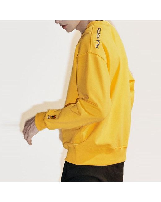 Fila Yellow Alphabet Logo Printing Sports Round Neck Pullover